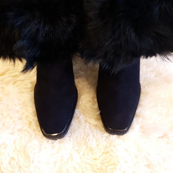 NWT Rachel Zoe Bardot fur ankle boots block heel - Picture 6 of 8